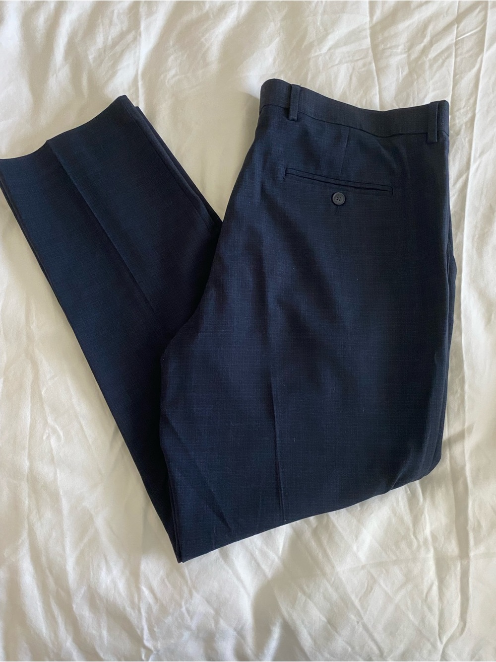 Perry Ellis Men's Navy Blue Dress Pants - Tailored Flat Front
